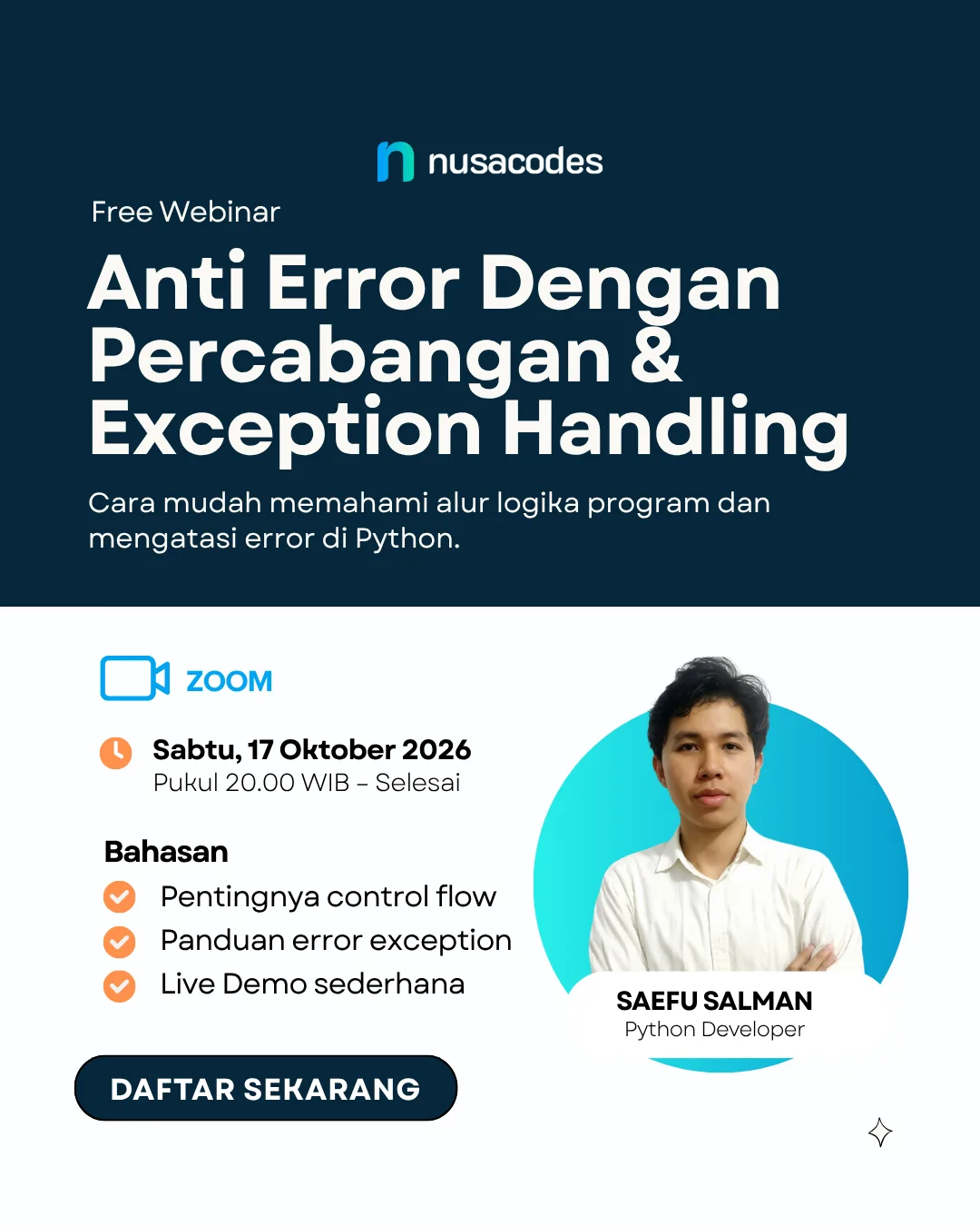 Anti Error Dengan Percabangan & Exception Handling
