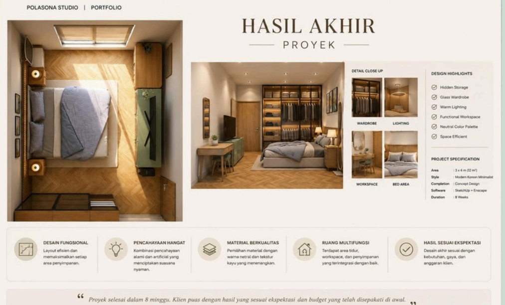 Final Project Bootcamp Desain Interior: Merancang Kamar Tidur dengan Konsep Modern Korean Styl