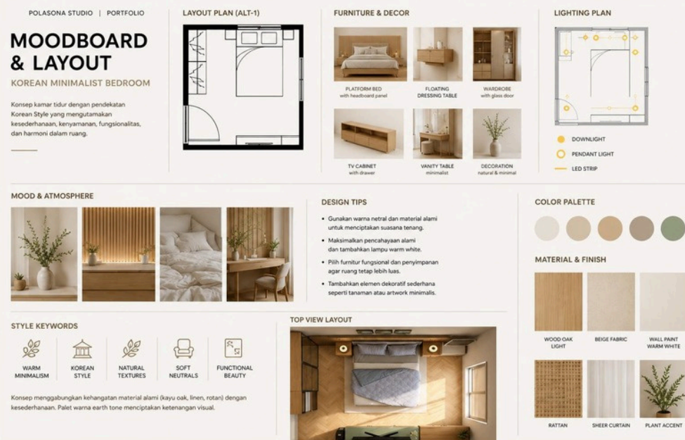 Final Project Bootcamp Desain Interior: Merancang Kamar Tidur dengan Konsep Modern Korean Styl tambahan